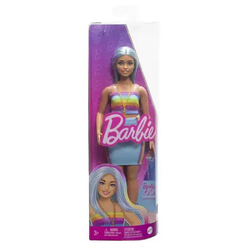 Papusa Barbie Fashionistas - Barbie cu par albastru si top sport