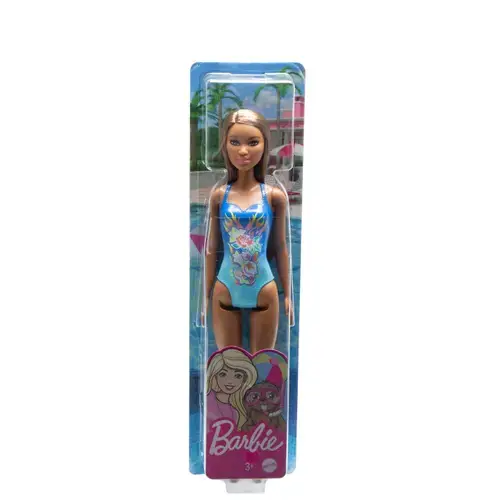 Papusa Barbie O zi la plaja, costum de baie albastru