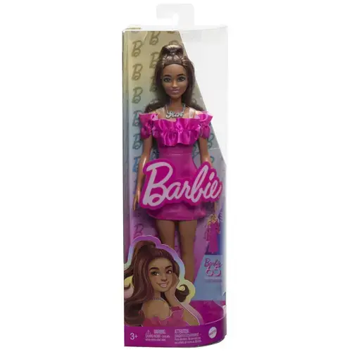 Papusa Barbie Fashionistas  Barbie satena, cu rochie roz