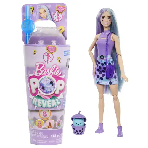 Papusa Barbie Pop Reveal Bubble Tea, Taro Milk