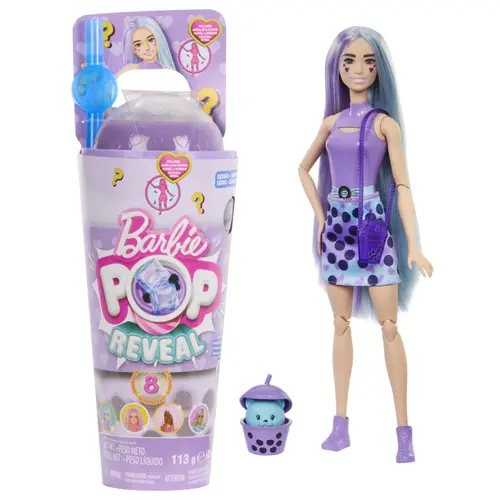 Papusa Barbie Pop Reveal Bubble Tea, Taro Milk