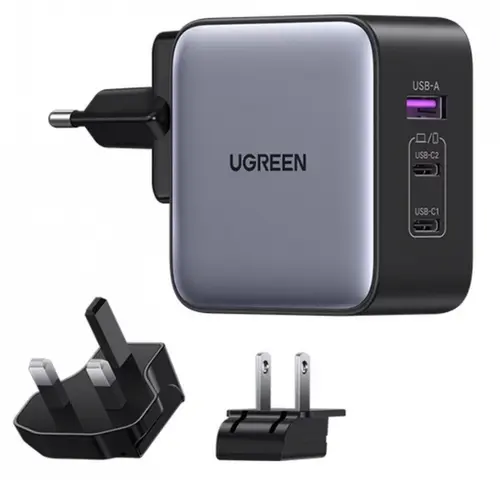 Incarcator Retea UGREEN CD296, 65W, 3A, 1 x USB-A - 2 x USB-C, Gri