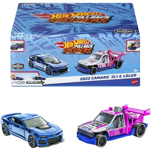 Set 2 masinute metalice Hot Wheels Pull Back- Camaro Zl1 2022 si Lolux 1:43