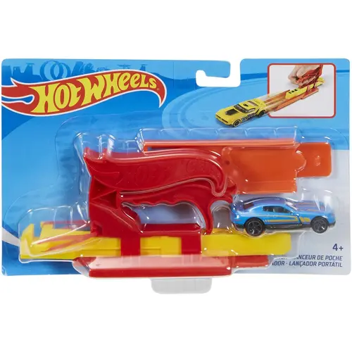 Set lansator portabi Hot Wheels rosu cu masinuta