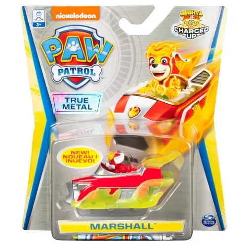 Set figurina cu vehicul Paw Patrol True Metal  Charged Up, Marshall