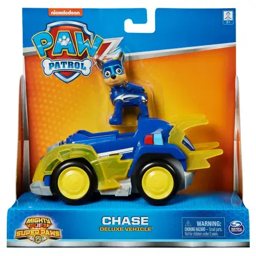 Set figurina cu vehicul Paw Patrol Mighty Pups Deluxe, Chase