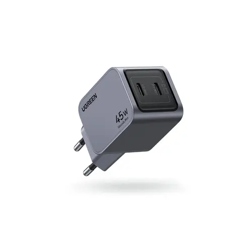 Incarcator retea Ugreen Nexode Pro, 45W, 2x USB-C, GaN Fast Charger, Gri