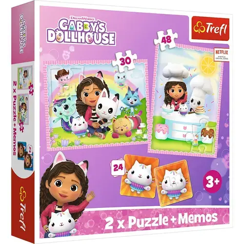 Puzzle Trefl 2 in 1 Memo Gabbys Dollhouse, Gabi si prietenii ei