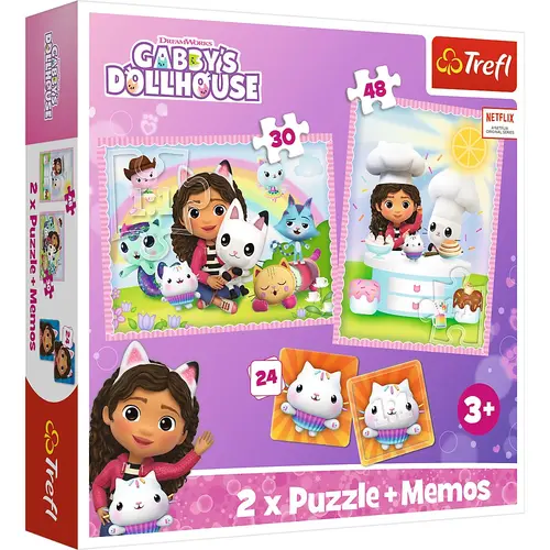 Puzzle Trefl 2 in 1 Memo Gabbys Dollhouse, Gabi si prietenii ei