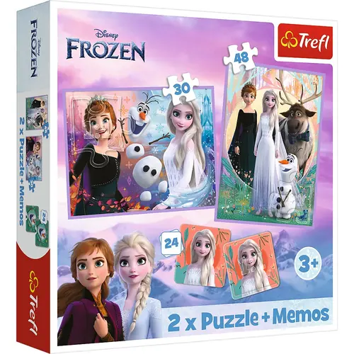 Puzzle Trefl 2 in 1 Memo Disney Frozen, Printesele si taramul lor