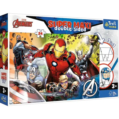 Puzzle Trefl Primo Super Maxi, Marvel Avengers, Razbunatorii puternici, 24 piese