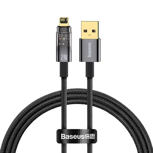 Cablu de date Baseus CATS000401,  USB - Lightning, 2.4A, 1m, Negru