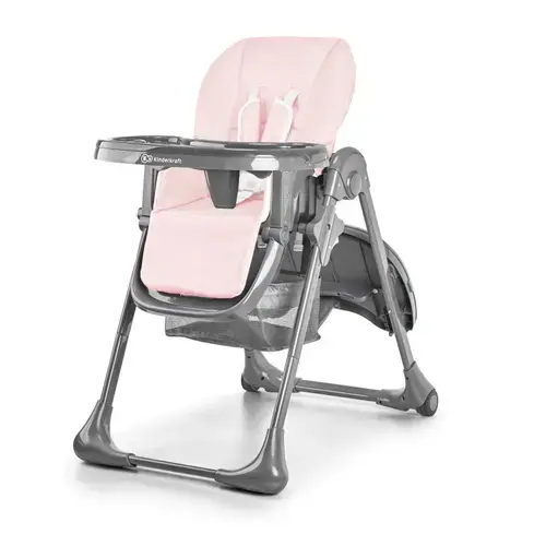 Scaun de masa KinderKraft Tastee, reglabil, pliabil, greutate maxima suportata 15 Kg, Roz