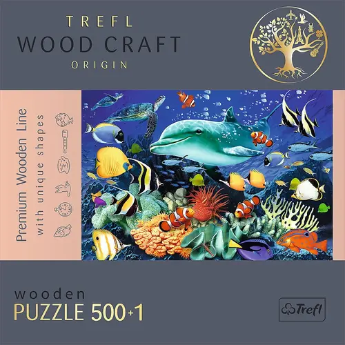 Puzzle din lemn Trefl Wood Craft, Viata marina, 500+1 piese