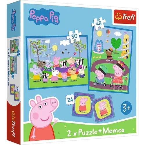 Set Trefl 2 in 1 Joc Memorie si Puzzle  Peppa Pig: Momente fericite