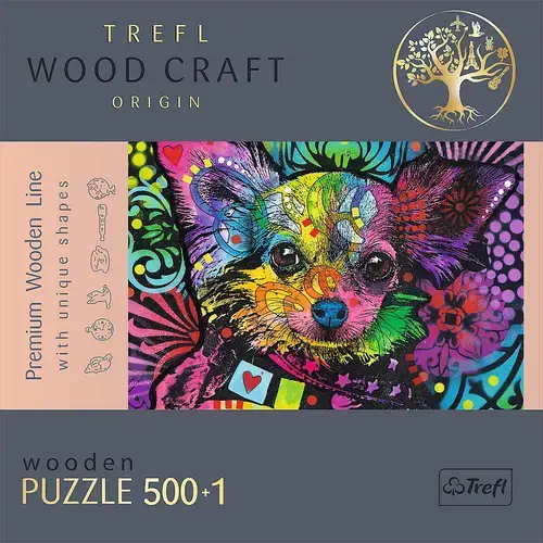 Puzzle din lemn Trefl Wood Craft, Catelusii dragalasi, 500+1 piese