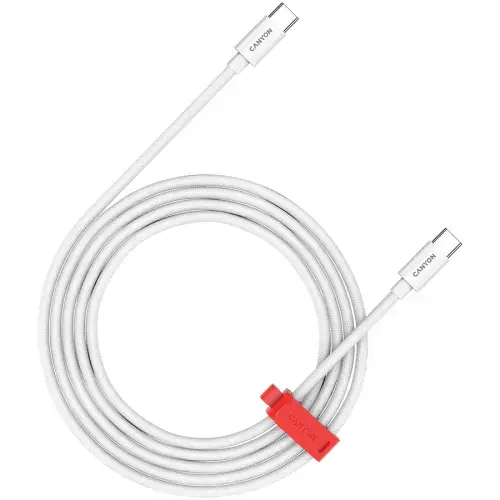 Cablu de date CANYON CND-CC60AB12W, USB-C - USB-C, 60W, 1.2m, Alb