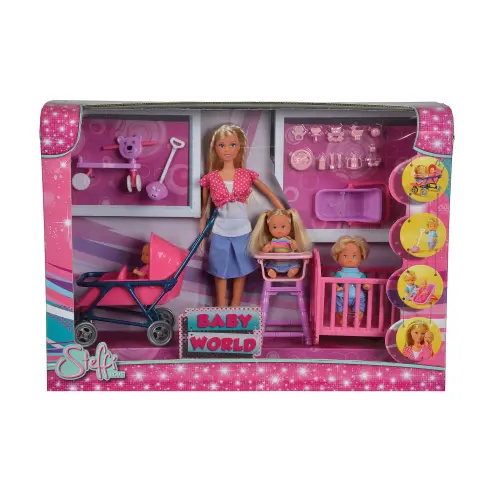 Papusa Steffi Love cu 3 bebelusi si accesorii