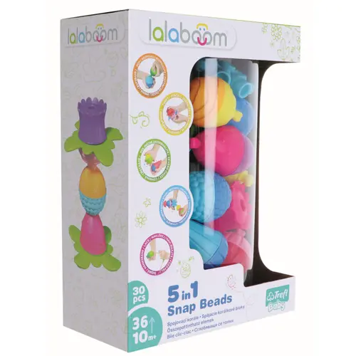 Jucarie interactiva bebelusi Trefl Baby Lalaboom - Bile interconectabile, Clic-Clac, 30 piese