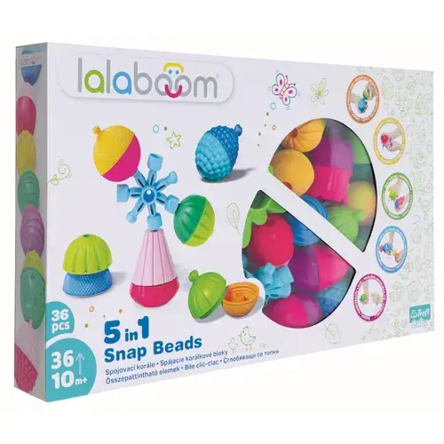 Jucarie interactiva bebelusi Trefl Baby Lalaboom - Bile interconectabile, Clic-Clac, 36 piese
