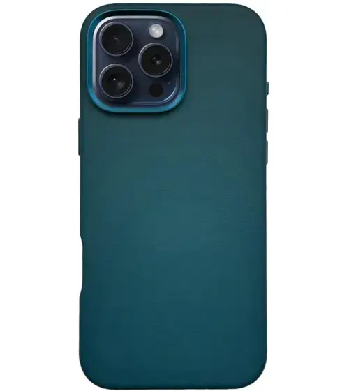 Husa Piele Lemontti MagSafe iPhone 16 Pro, Verde