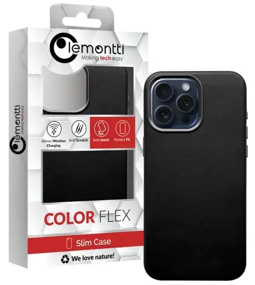 Husa Piele Lemontti MagSafe iPhone 15 Pro Max, Negru