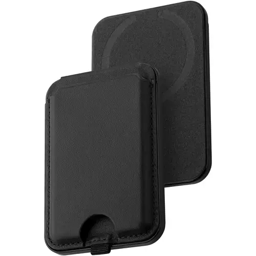 Husa de protectie Dviced Leather magsafe foldable cardholder and stand, Negru