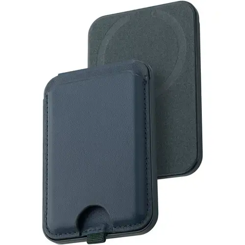 Husa de protectie Dviced Leather magsafe foldable cardholder and stand, Albastru