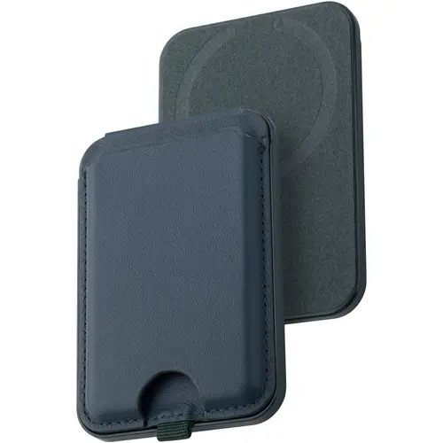 Husa de protectie Dviced Leather magsafe foldable cardholder and stand, Albastru