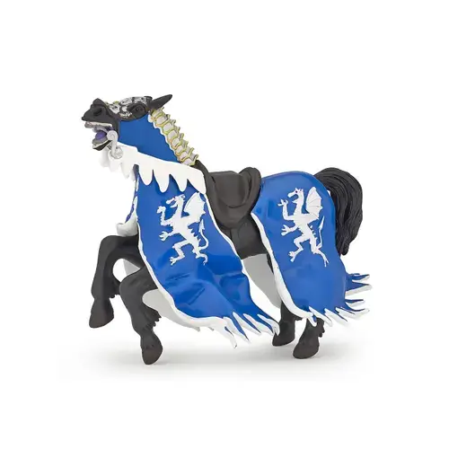 Figurina Papo - Personaje medievale, Calul Regelui cu blazon dragon, Albastru