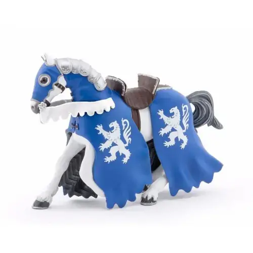 Figurina Papo - Personaje medievale, Cal cu armura albastra