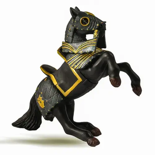 Figurina Papo - Personaje medievale, Cal negru in armura