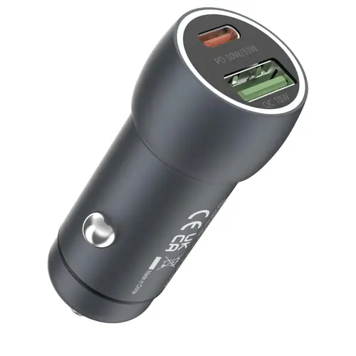 Incarcator Auto Devia Extreme Speed Fast Charger PD30W + QC3.0, 18W, Gri