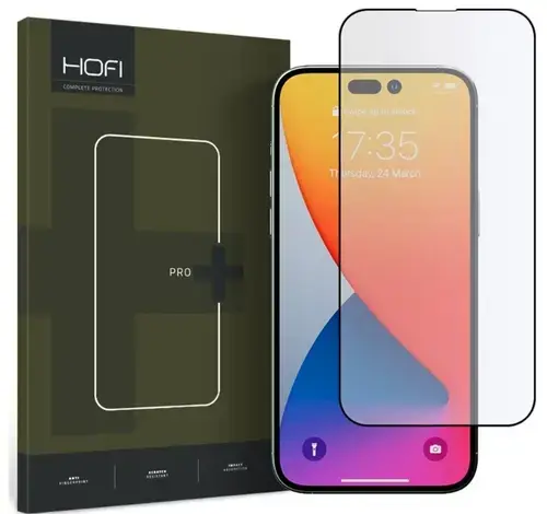 Folie de protectie Ecran HOFI PRO+ pentru Apple iPhone 14 Pro, Sticla Securizata, Full Glue, Neagra