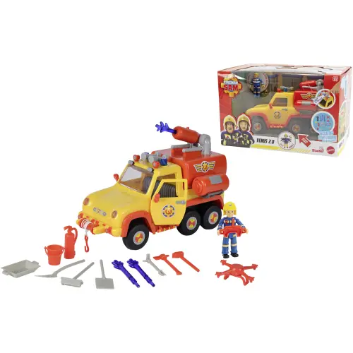 Masinuta pompieri Fireman Sam - Venus 2.0, 19 cm, cu figurina
