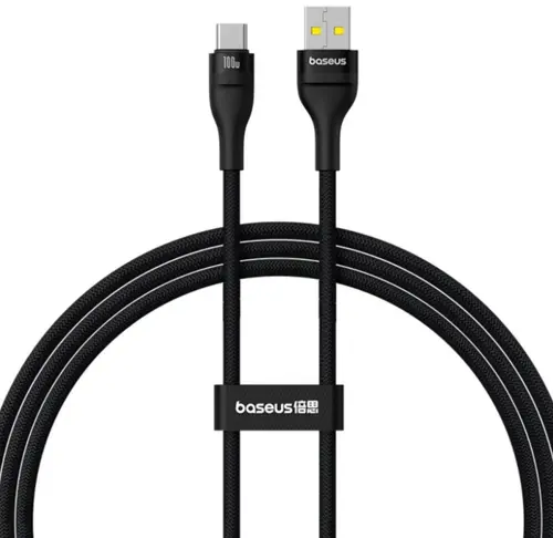 Cablu Date si Incarcare USB-A - USB-C Baseus Flash Series II, P10311804111-00, 100W, 1m, Negru