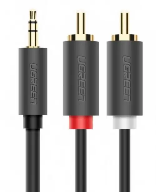Cablu Audio 3.5mm - 2 x RCA UGREEN AV102, 5m, Gri