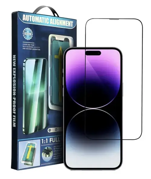 Folie de protectie Ecran OEM pentru Apple iPhone 14 Pro Max, Sticla Securizata, Full Glue, 5D, Cu Rama Ajutatoare, Neagra