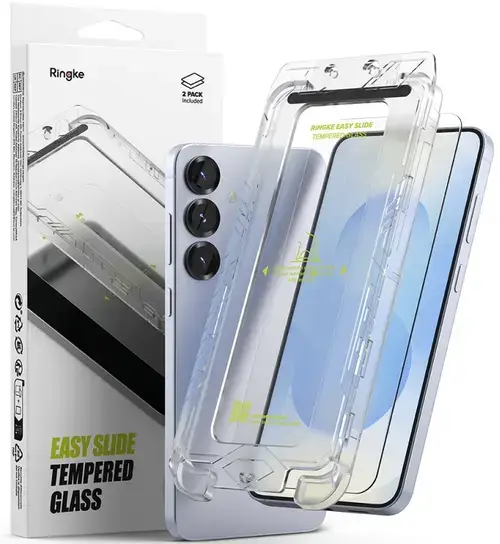Folie de protectie Ecran Ringke Easy Slide pentru Samsung Galaxy S25 S931, Sticla Securizata, Full Glue, Set 2 bucati