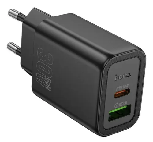 Incarcator Retea HOCO N63, 30W, 3A, 1 x USB-A - 1 x USB-C, Negru