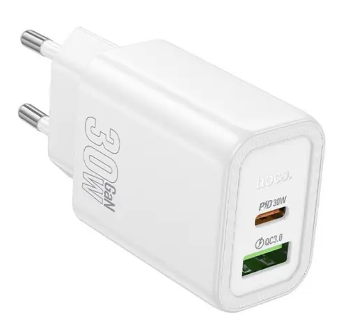 Incarcator Retea HOCO N63, 30W, 3A, 1 x USB-A - 1 x USB-C, Alb