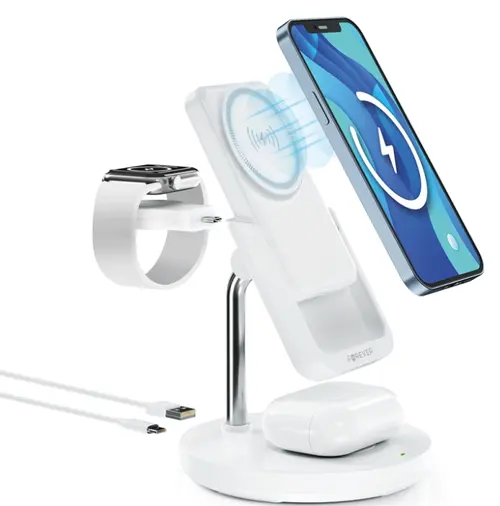 Incarcator Retea Wireless Forever MACS-100 5in1, 20W, 3A, 1 x USB-A, Alb