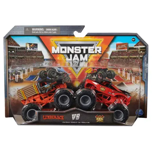 Set 2 masinute Monster Jam - Lumberjack si Axe, 1:64