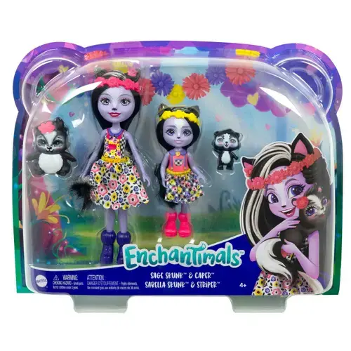 Set papusi Enchantimals - Sage Skunk & Caper si Sabella Skunk & Striper
