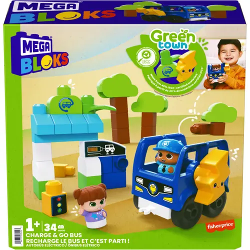 Set de constructie Mega Bloks - Charge & Go Bus, 34 piese