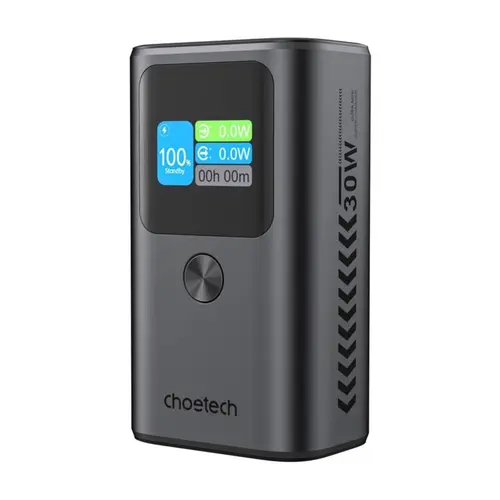 Baterie Externa Choetech B701, 10000mAh, 30W, QC + PD, 1 x USB-A - 2 x USB-C, Neagra