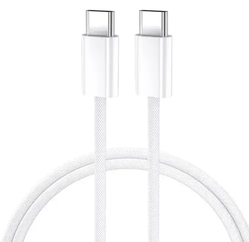 Cablu Date si Incarcare USB-C - USB-C BWOO BO-X284, 60W, 1m, Alb