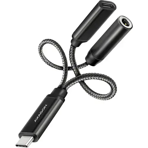 Adaptor audio Axagon ADA-HCPD, Jack 3.5mm - USB-C, PD 60W, Negru