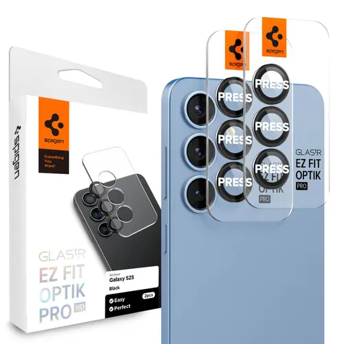 Folie de protectie Camera spate Spigen EZ FIT pentru Samsung Galaxy S25+ S936, Sticla Securizata, Set 2 bucati, Transparenta