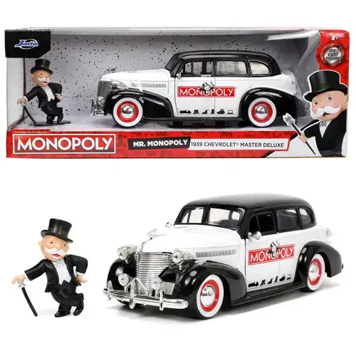 Masinuta diecast Jada Toys cu figurina - Mr Monopoly, Chevrolet Master Deluxe 1939 1:24